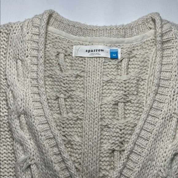 Anthropologie Sparrow Stitchy Peplum button cardigan tie waist wool blend M - Picture 5 of 11